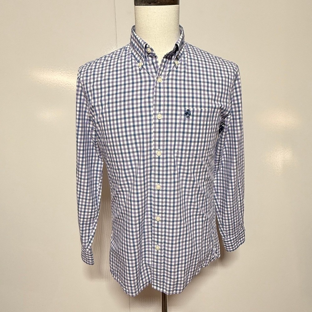 Brooks Brothers Shirt Mens Small Purple Blue White Plaid Button Down Long Sleeve - Picture 2 of 10